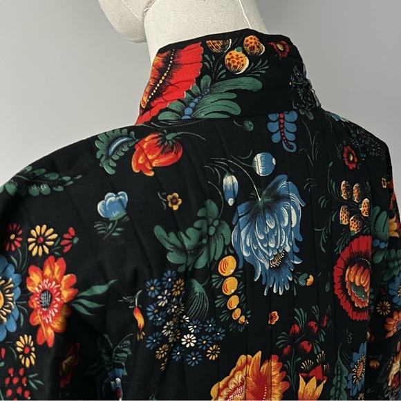 Vintage Wildflower Floral Botanical Quilted Togggle Jacket - Picture 6 of 10